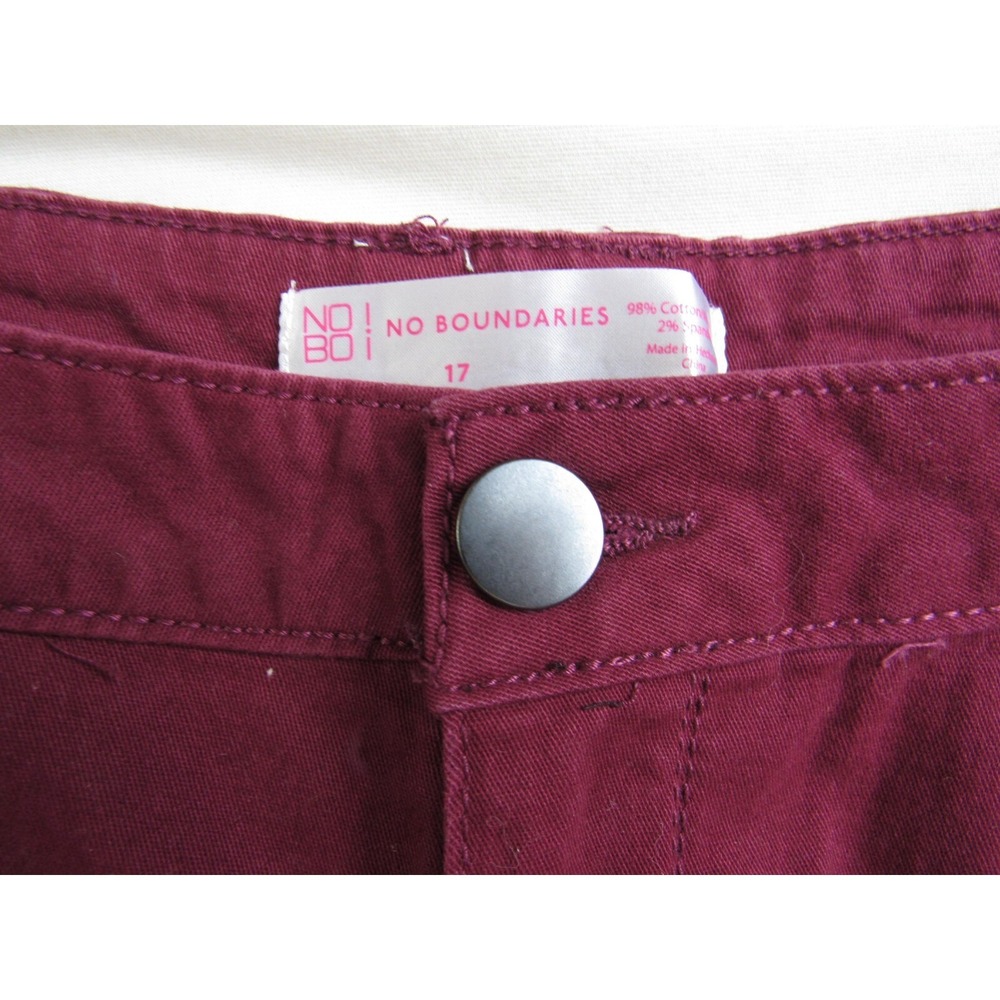 No Boundaries Jeans Straight Burgundy Maroon Red Juniors Size 17 - Picture 7 of 7